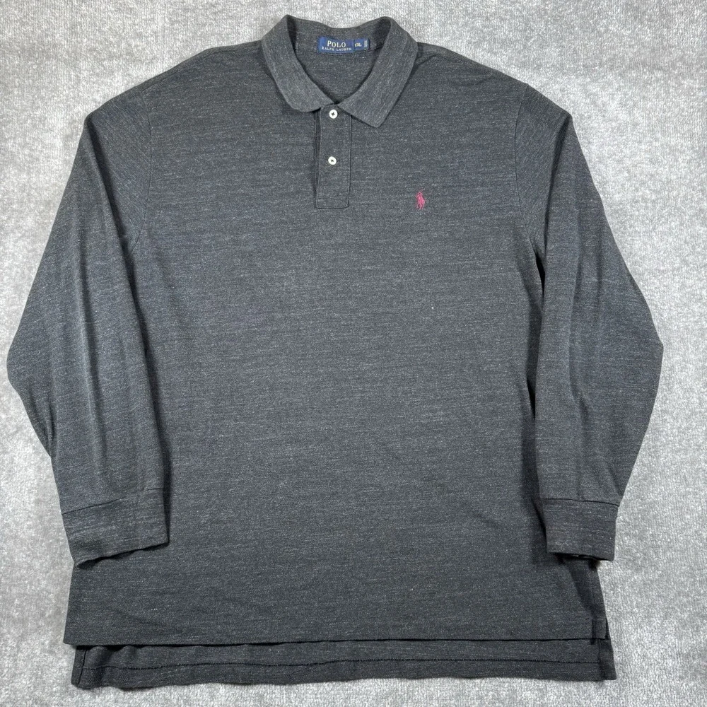 Polo Ralph Lauren Shirt Men's XXL Gray Long Sleeve Preppy Casual Cotton